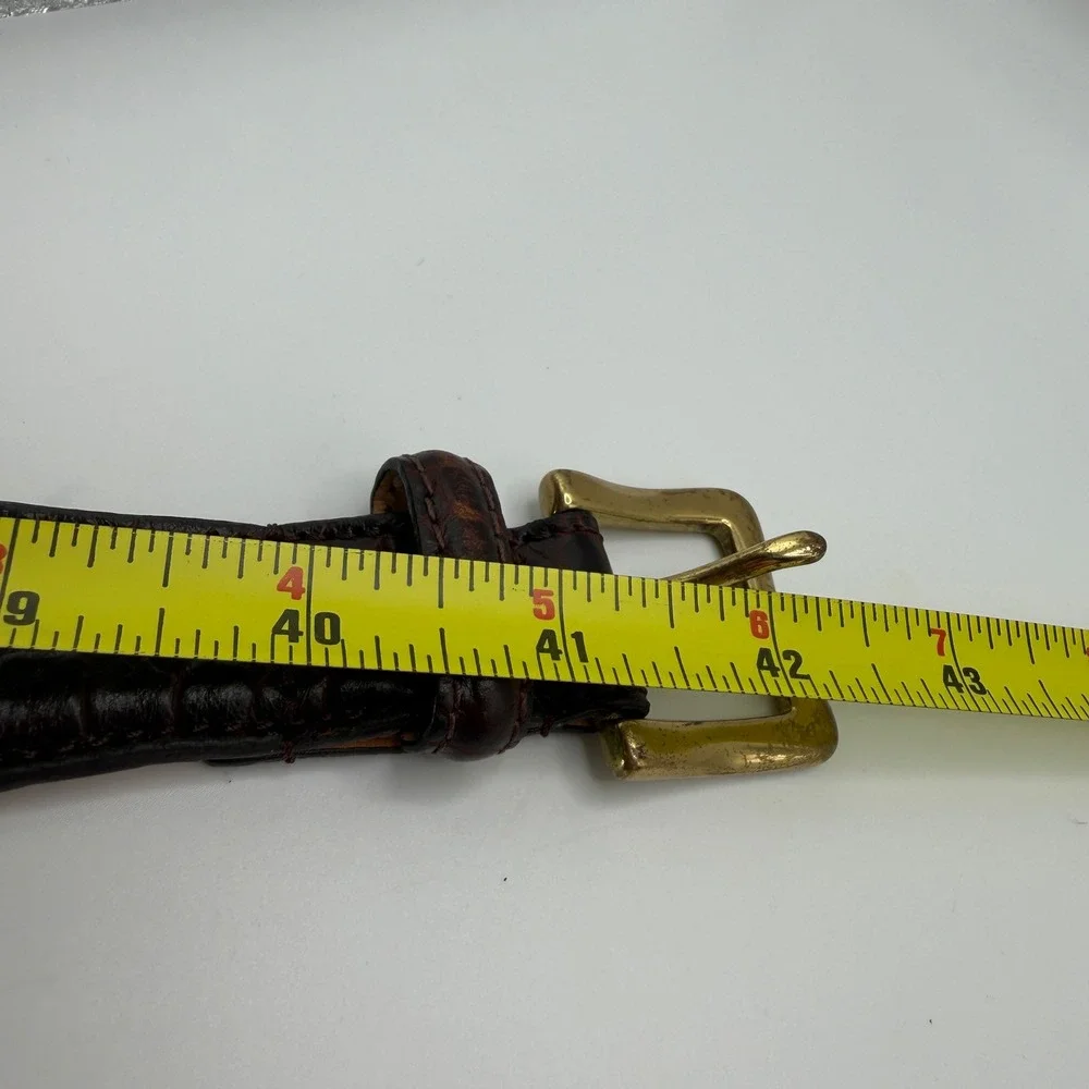 Mens‎ Woven Braided Leather Belt Brown Cream Crocodile Embossed Size 38
